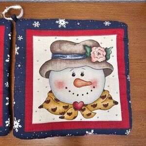 Potholders Handmade Christmas Snowman Set of 2